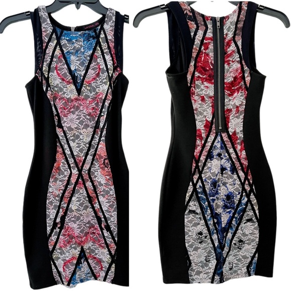 Material Girl Dresses & Skirts - Material Girl- Black Sleeveless Dress with Lace Overlay (XS)